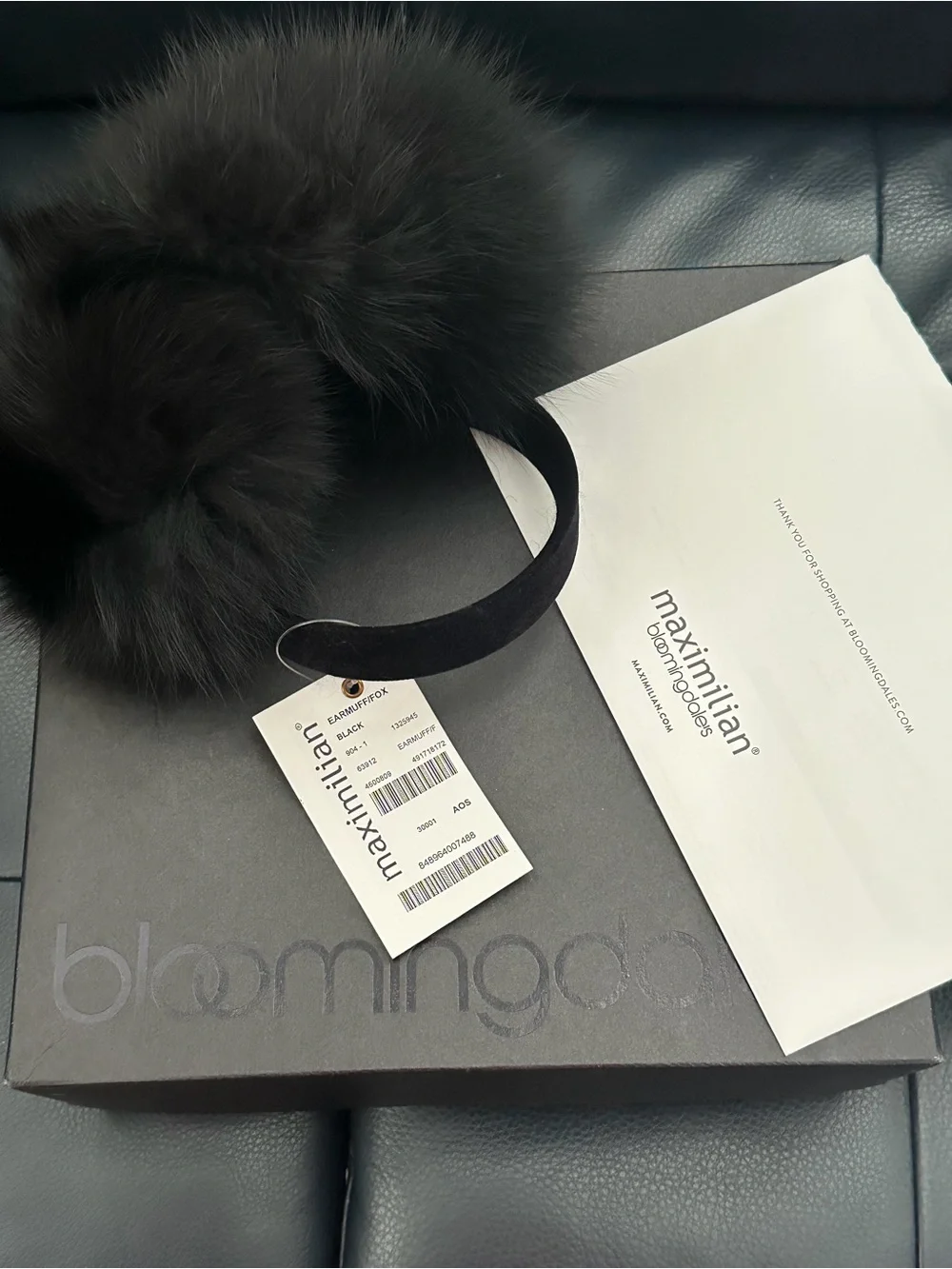 Maximillian Plush Black Genuine Fox Fur Ear Muffs - Women Accessories